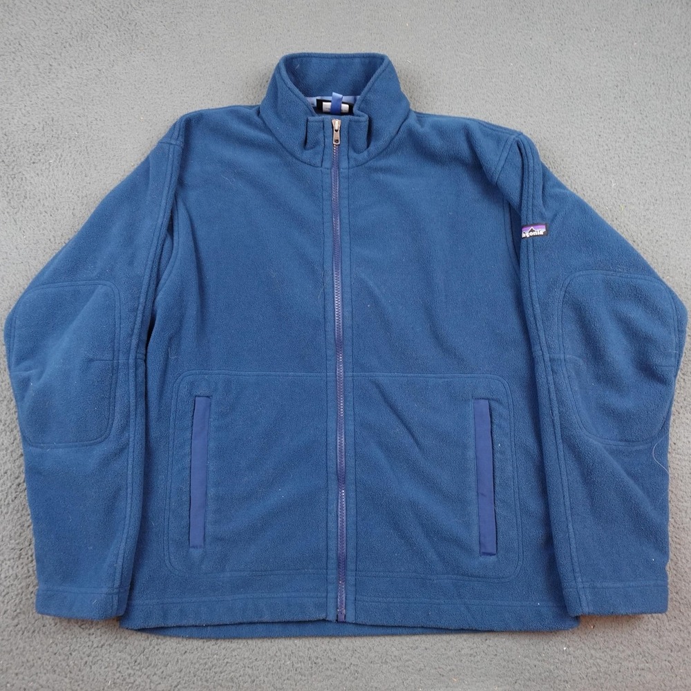Patagonia Micro Synchilla Jacket Mens Small Blue Full Zip Fleece Hiking 26510FA